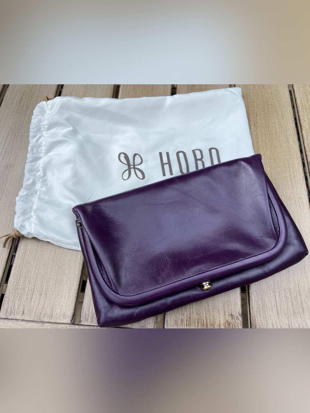HOBO Purple Foldover Clutch with zipper pockets